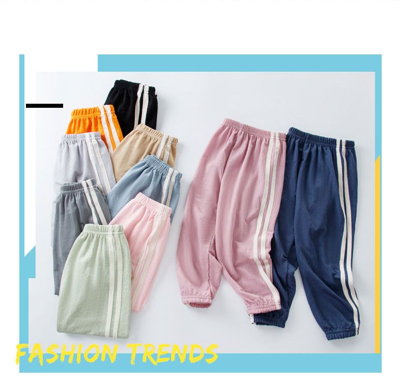 冰絲涼感運動風防蚊褲/空調褲-橘色