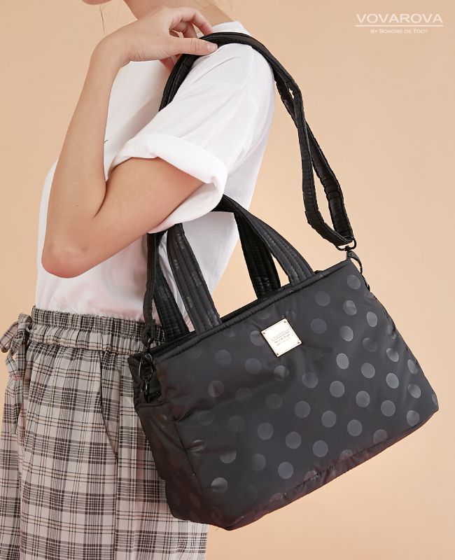 VOVAROVA - 優雅雙用包-SHINY DOTTY 黑-黑 (28cmx17.5x19cm)