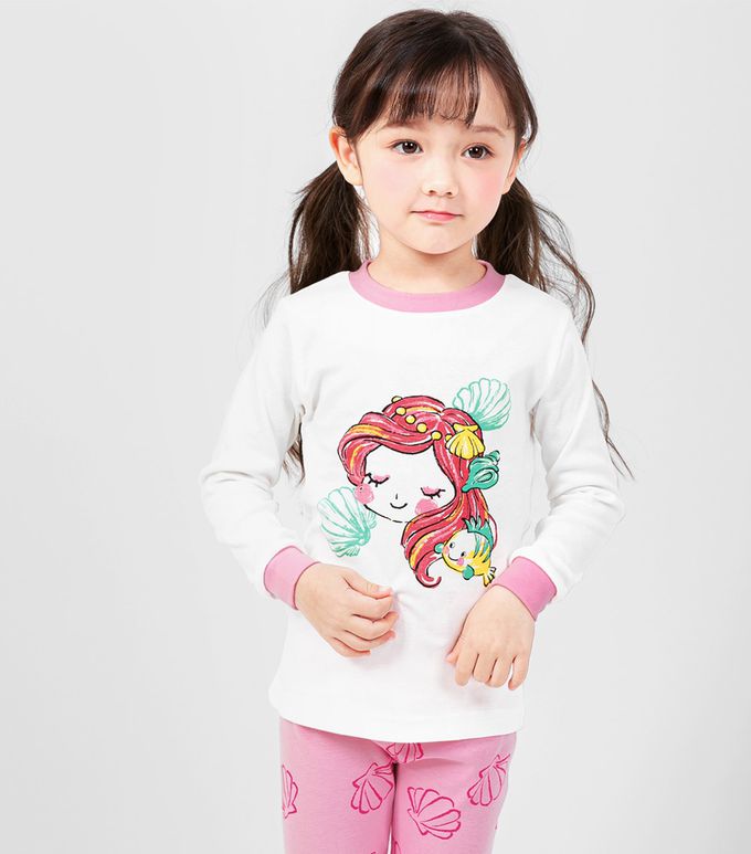 韓國 Mellisse - 韓製30支純棉柔軟長袖家居服-海洋公主