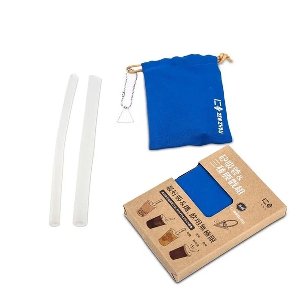 仁舟淨塑 - 新一代矽吸管&三稜膜戳組-湛海藍-單套組