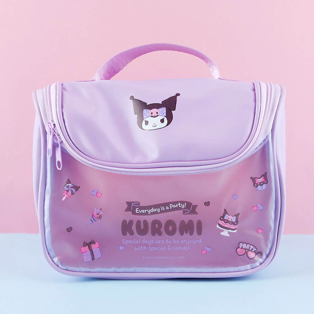 霧面大開口防水化妝包/收納包-卡通人物庫洛米-紫 (23.5X19cm)