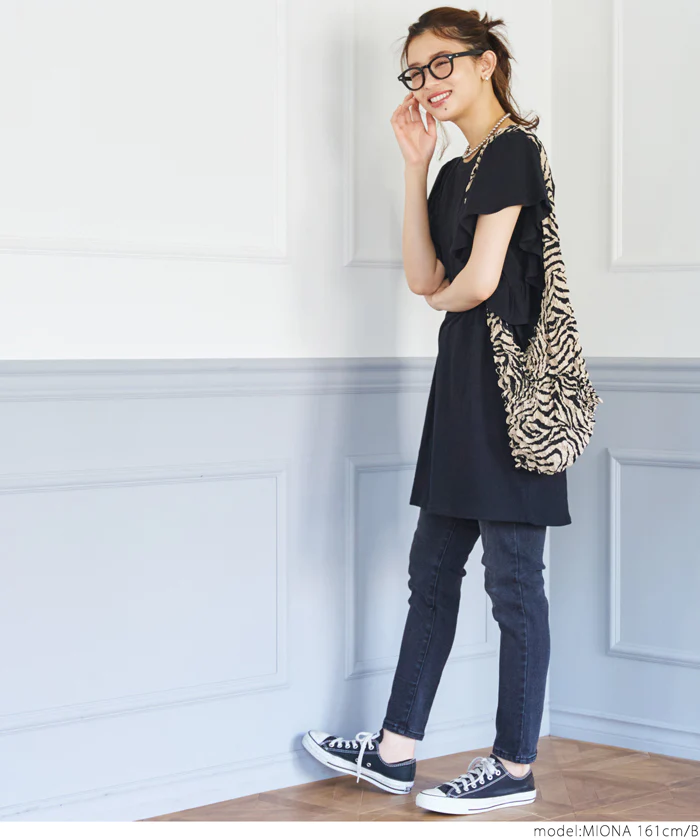 日本 COCA - 泡泡皺褶伸縮容量環保袋-肩背/側背款-斑馬紋