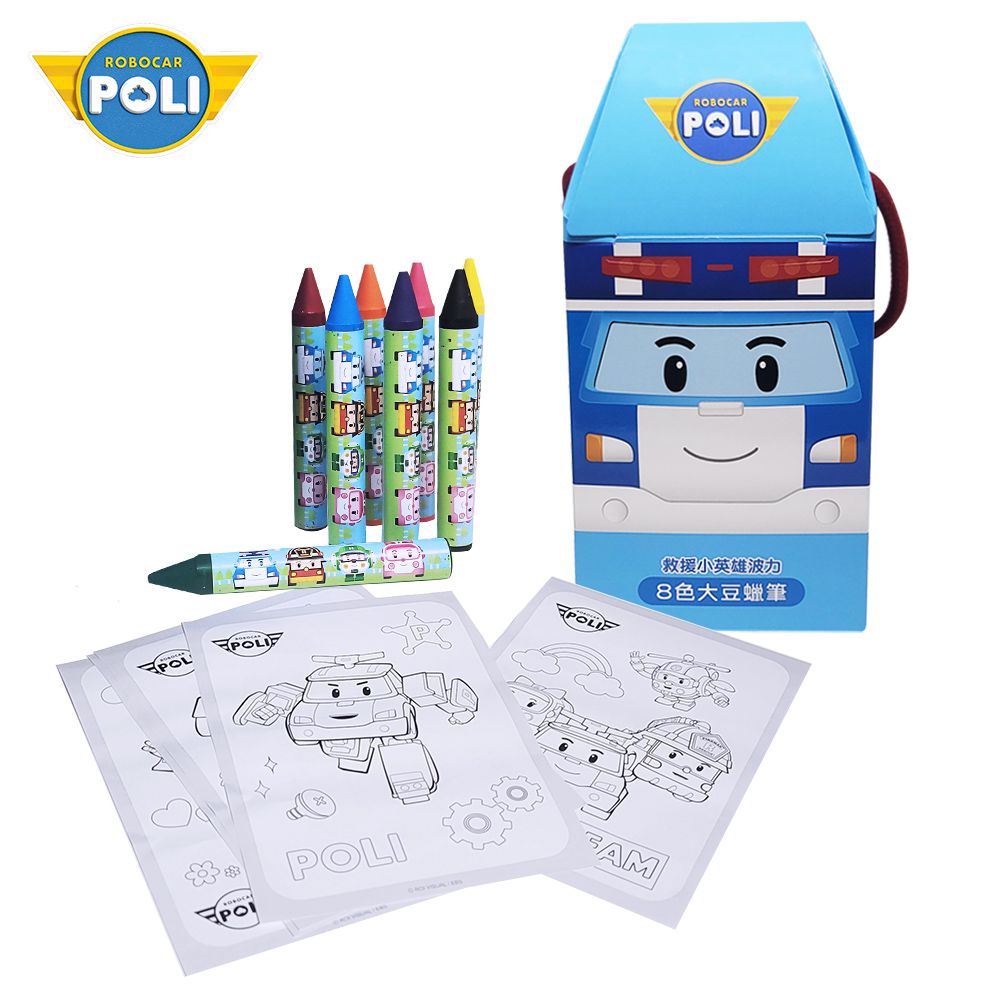 Robocar Poli 波力 救援小英雄 8色 大豆蠟筆