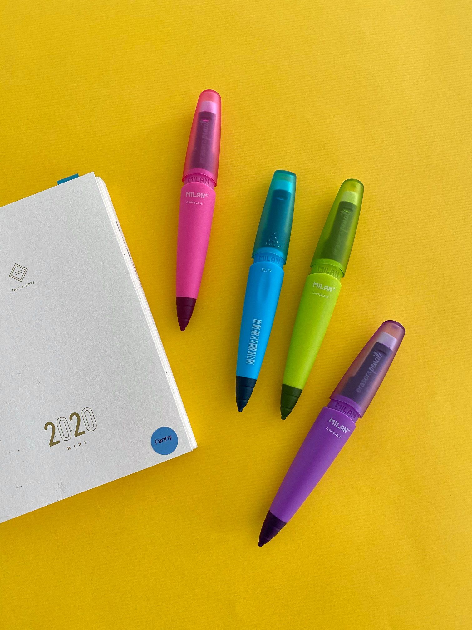 MILAN - 果凍自動鉛筆_0.7(2入)+0.7筆芯2B(1入)-蜜桃紅/湖水藍