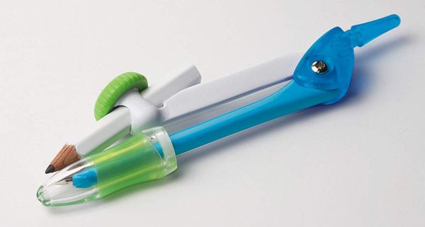 日本文具 SONIC - nanopita學童用 大數字尺規5件組-尺+三角板*2+量角器+圓規