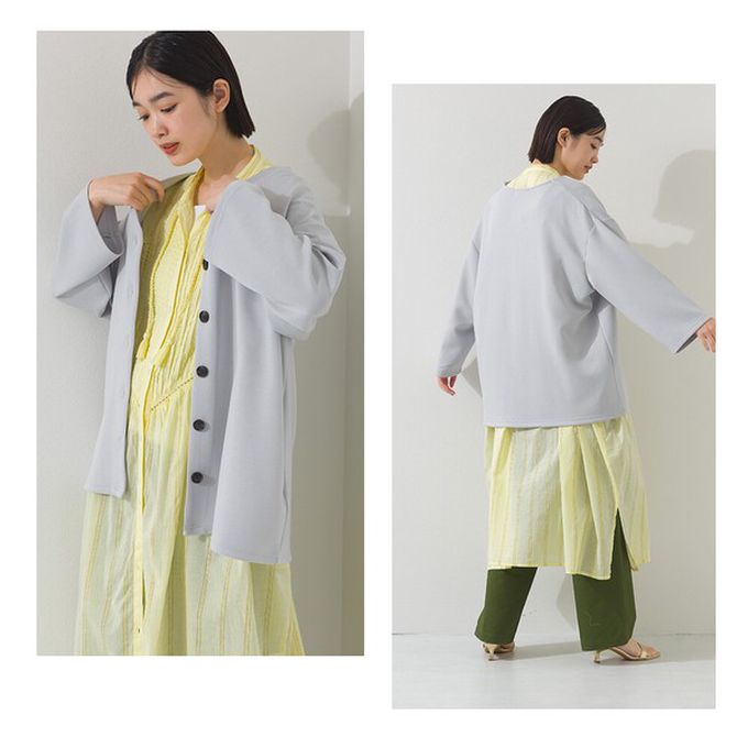 日本 OMNES - 抗UV抗花粉 柔滑無領開襟衫外套-粉紅