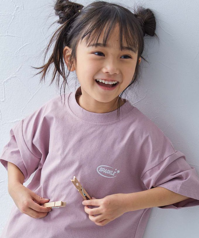 日本 devirock - 抗UV 不易皺速乾印花短袖上衣-狗夠大集合-淺紫