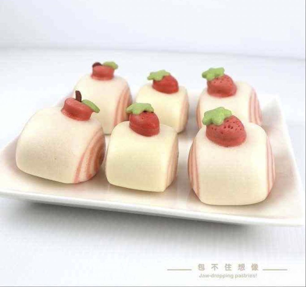 草莓鮮奶QQ饅頭  [奶素]-300公克±3%