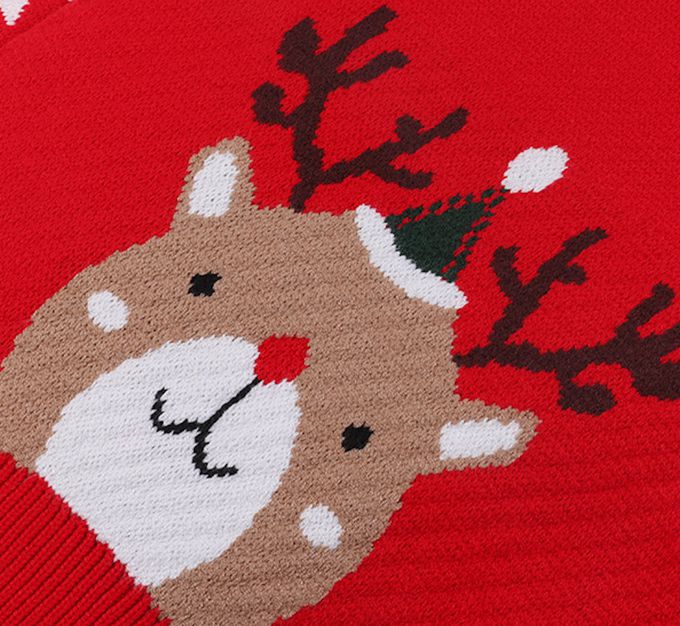 Love, Charlotte - 聖誕麋鹿針織毛線圍巾-紅色 (3歲+)