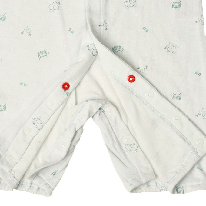 akachan honpo - 長袖蓬鬆有機棉連身衣-淺綠色 (50～70cm)