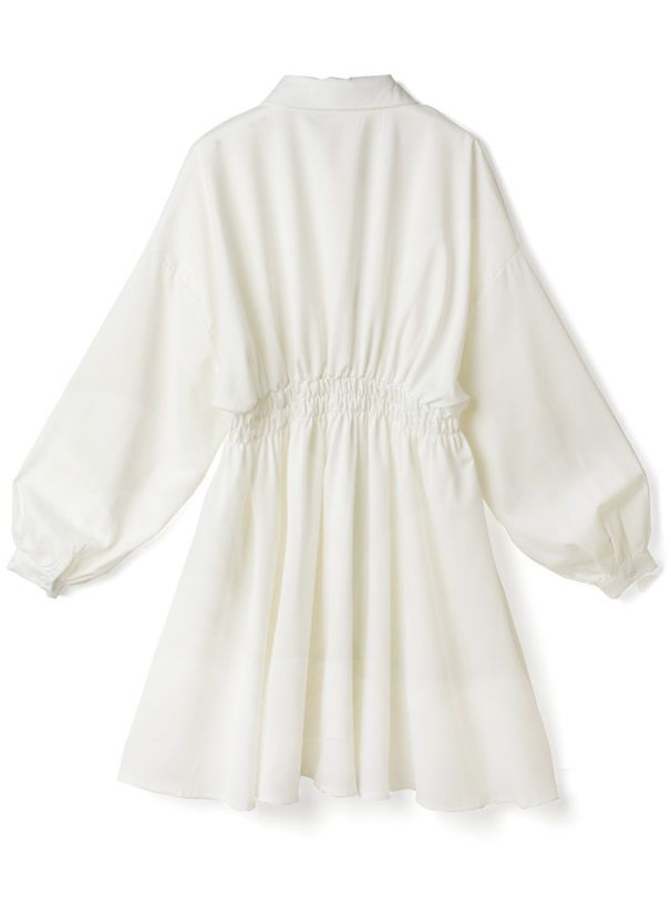 日本 GRL - 甜美翻領縮腰泡泡袖洋裝-黑