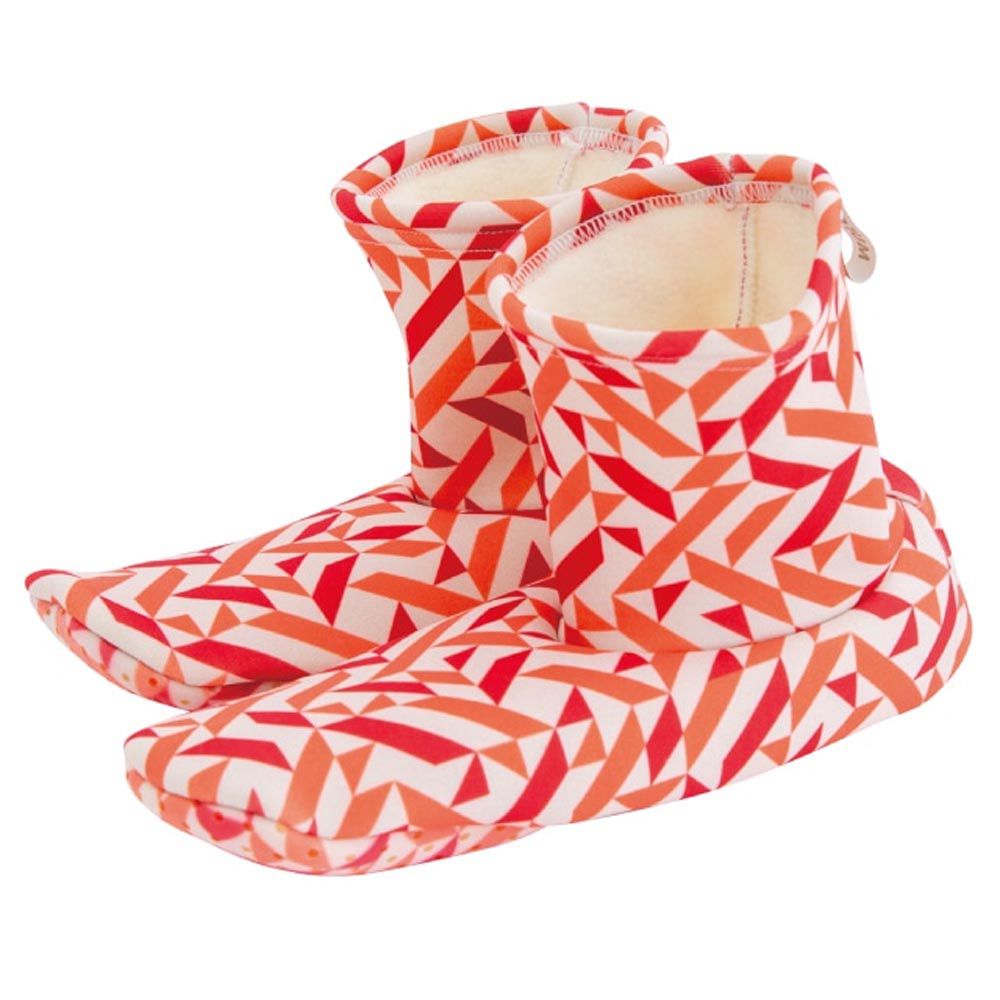 日本 BISQUE - 機能保暖足袋型止滑室內襪-幾何拼接-粉紅 (M(23-24.5))