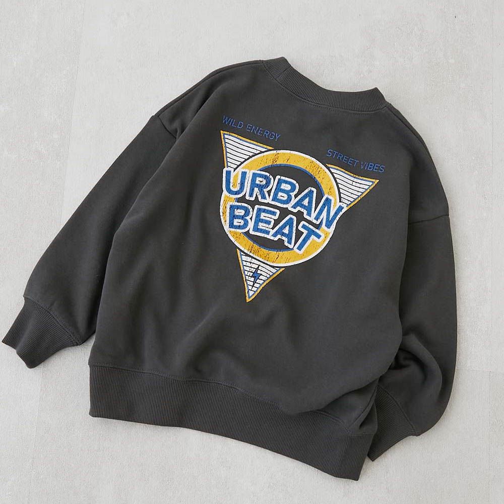 熱銷定番 印花縮口長袖上衣-URBAN BEAT-灰黑