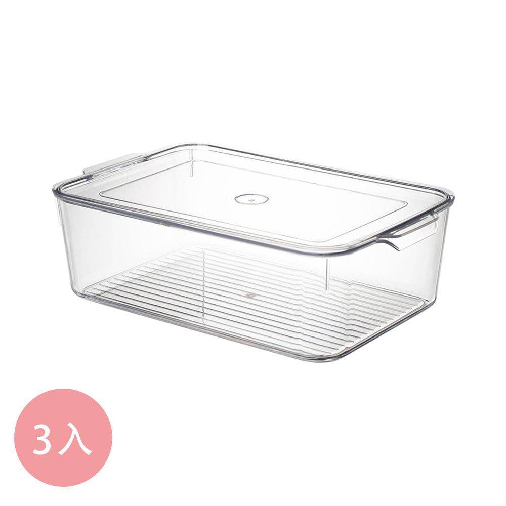 日本霜山 - 廚房冰箱PET蔬果生鮮收納盒-附蓋 (5L)-3入