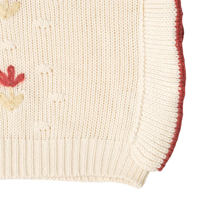 akachan honpo - 針織休閒上衣-荷葉邊-白色