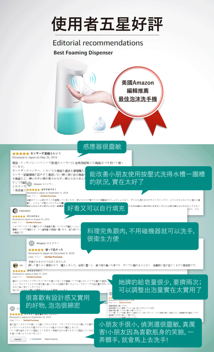 日本 Fuwaly - 微笑泡泡給皂機/自動感應洗手機-白色 + PHILIPS超鹼電池3號4入 + 日本獅王洗手慕斯補充包2入-超值組