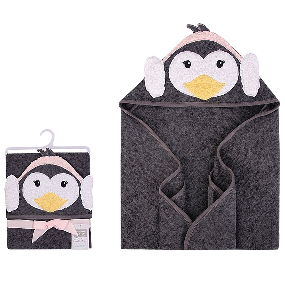 美國 Luvable Friends - 甜蜜寶貝嬰幼兒動物造型連帽浴巾/包巾_76x76cm-小企鵝