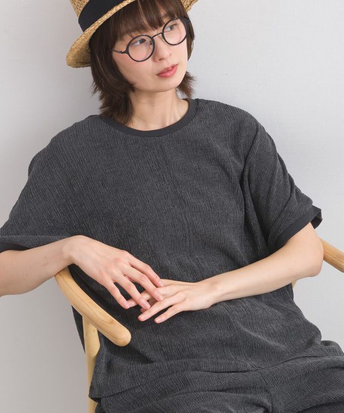 日本 Lupilien - 嫘縈混紡細緻羅紋圓領短袖上衣-青檸綠