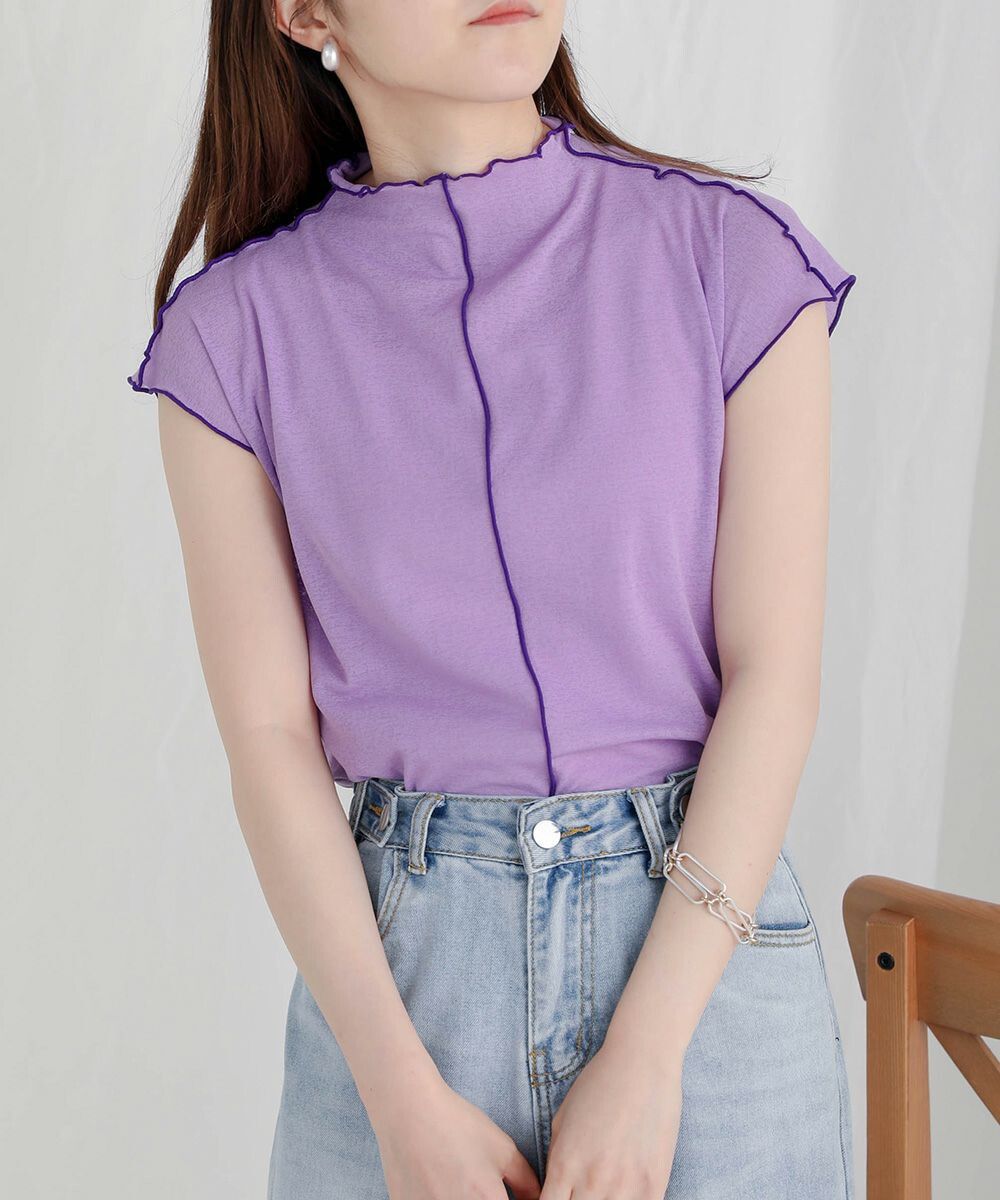 日本 Bab - 雲朵捲捲邊法式袖上衣-摩卡