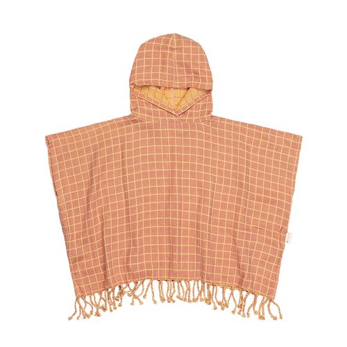 丹麥 Fabelab - 有機棉連帽罩袍-格紋粉