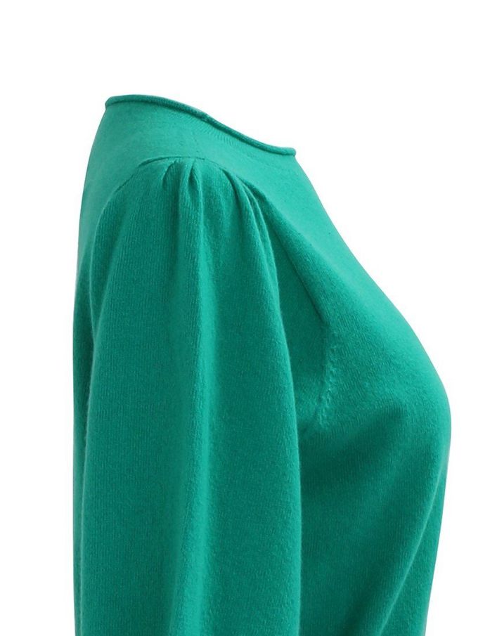 韓國女裝連線 - 不刺膚！喀什米爾羊毛七分袖針織上衣-燕麥 (FREE)