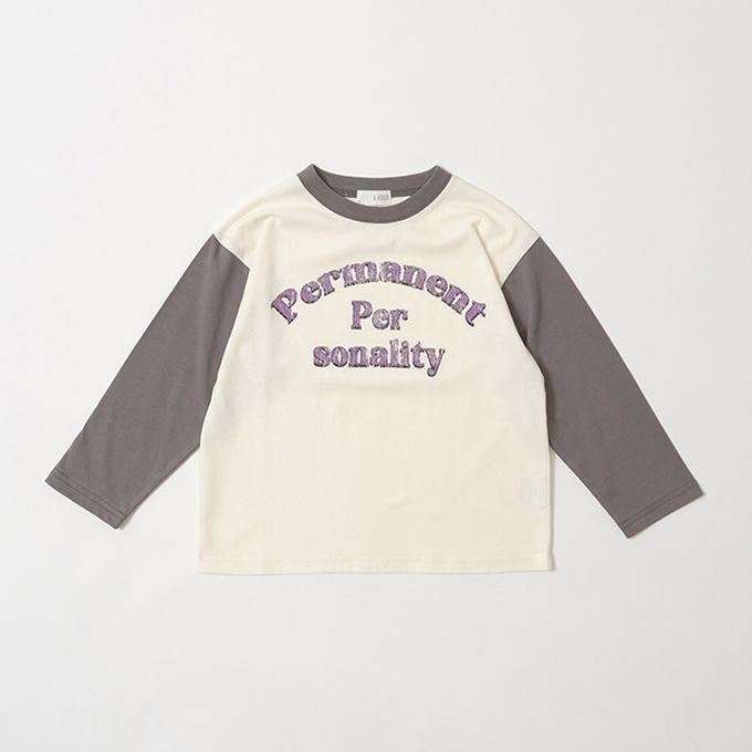 日本 b-ROOM - 100%棉 簡約logo撞色長袖上衣-寶藍