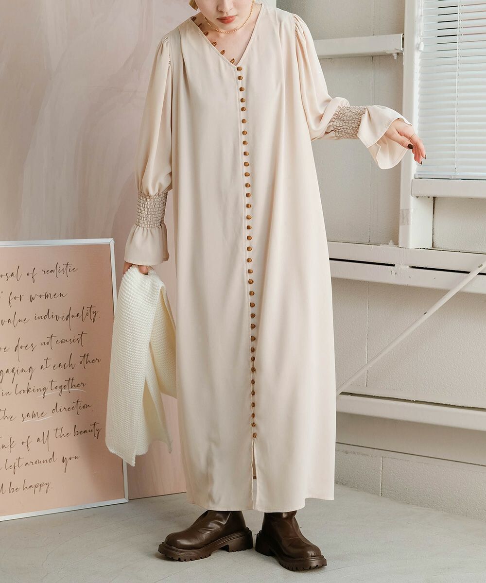 日本 Bab - 歐風垂墜感糖果袖洋裝-薰衣草