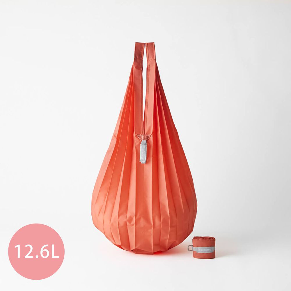 日本 MARNA - Shupatto 秒收摺疊購物袋-Drop水滴輕薄款-活力橘 (S(25x50cm))-耐重 5kg / 12.6L