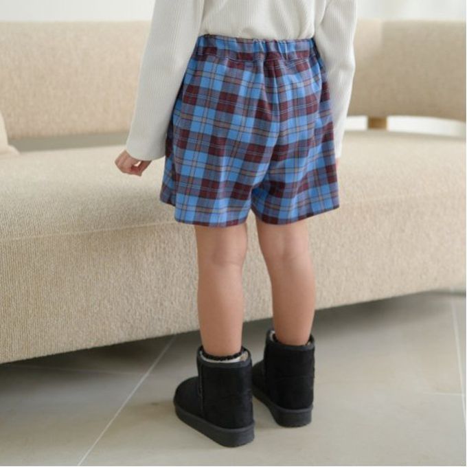 日本 Lycee mine - 學院風俏麗格紋褲裙-蘇格蘭格紋-藍