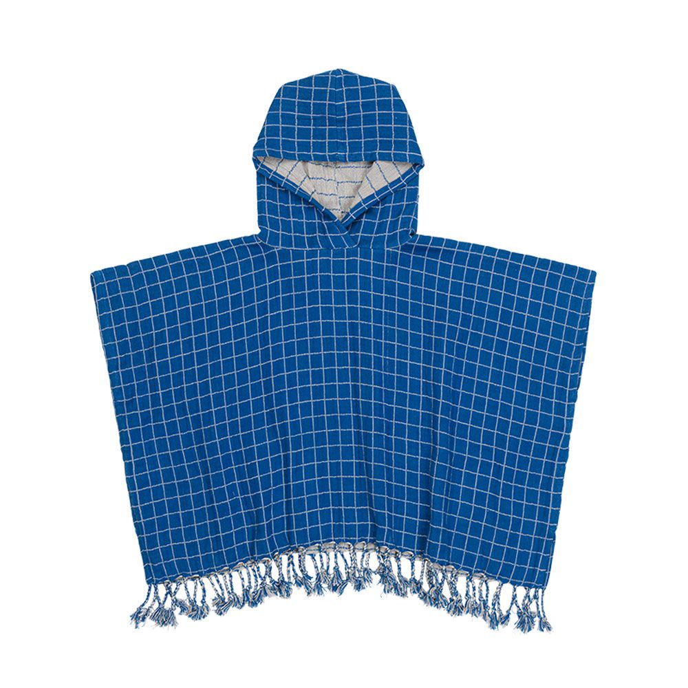 丹麥 Fabelab - 有機棉連帽罩袍-格紋藍