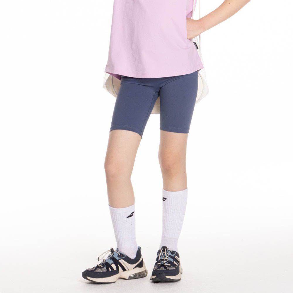 專為兒童設計彈力五分瑜珈褲/鯊魚褲-灰藍色