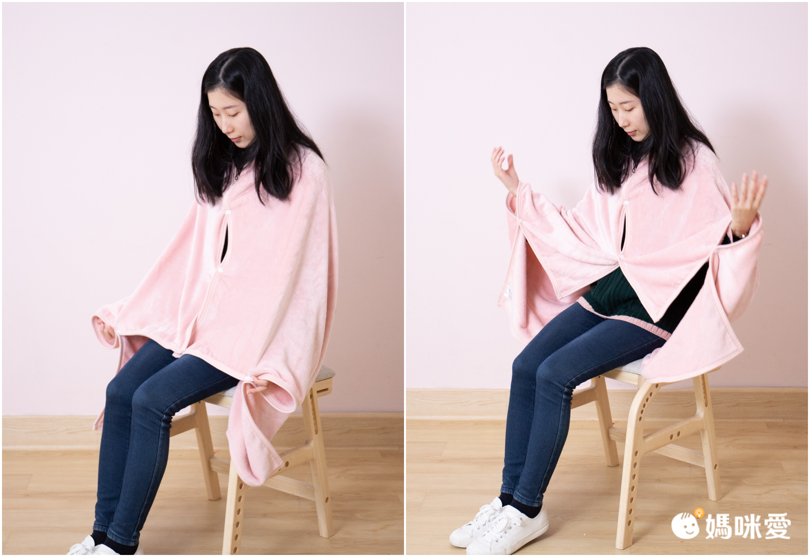 保暖珊瑚絨披肩懶人毯-一般款-林深時見鹿 (1.5mx1.3m（帽子可拆）)