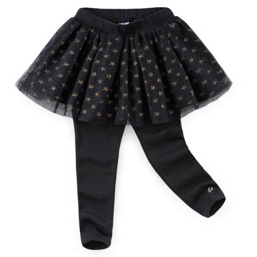 韓國 Jelispoon - (內刷毛)燙金星星網紗褲裙-粉紅