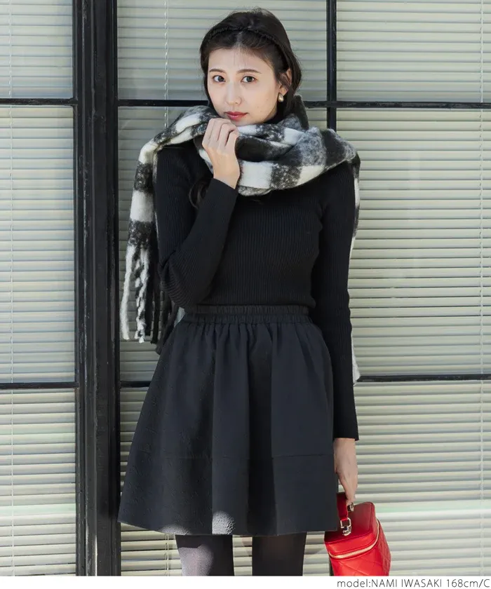 日本 COCA - 毛海大流蘇格紋圍巾/披肩-杏黃