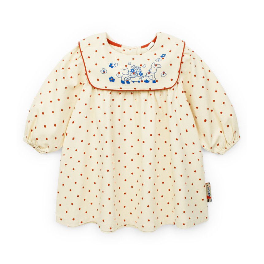 韓國Pimpollo - 動物印花圓點翻領洋裝-藍