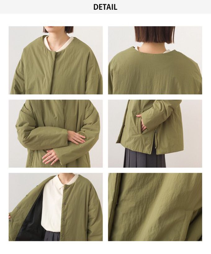 日本 OMNES - 側拉鍊造型科技羽絨無領保暖外套-軍綠