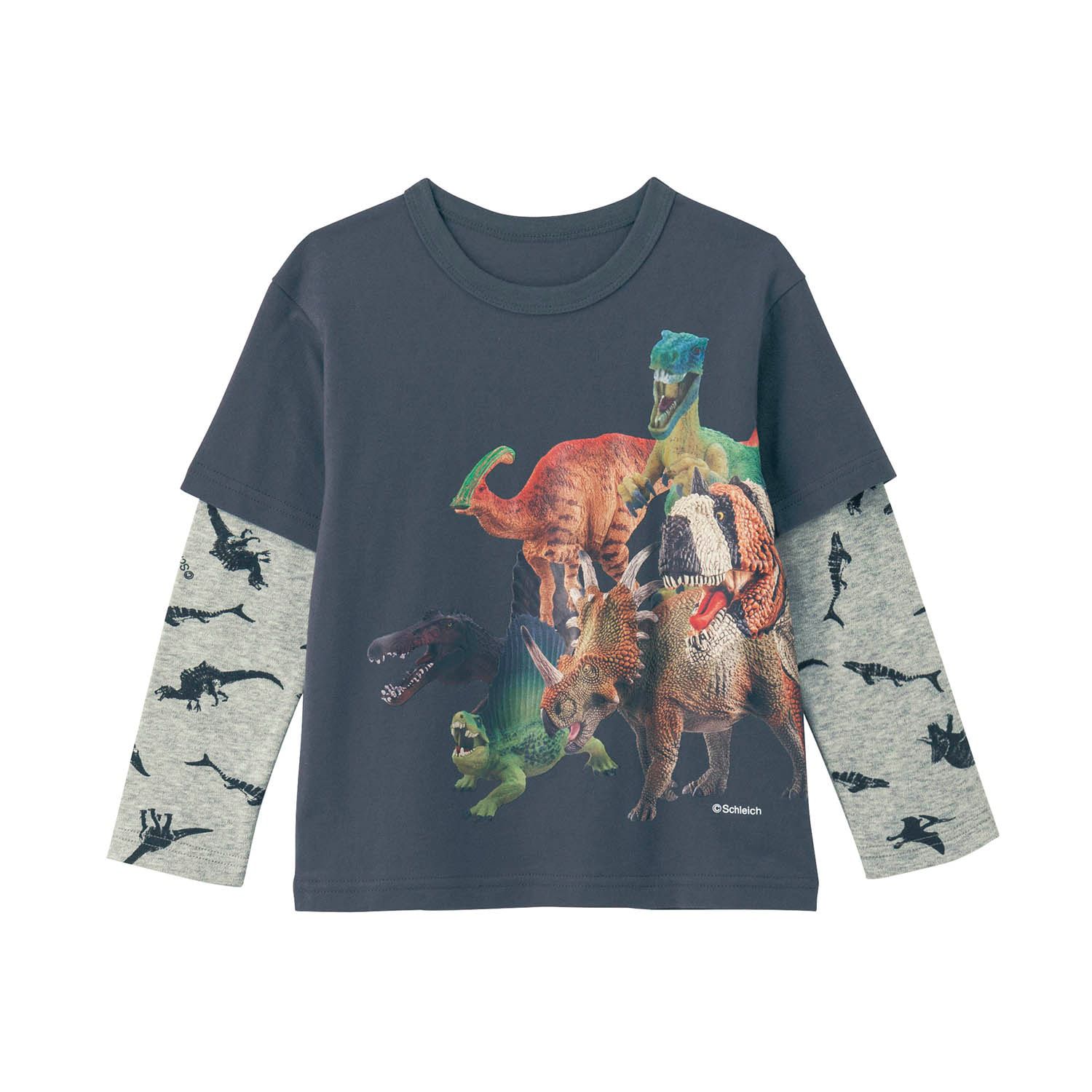 日本千趣會 - Schleich系列 假二件長袖上衣-燕麥x深藍袖