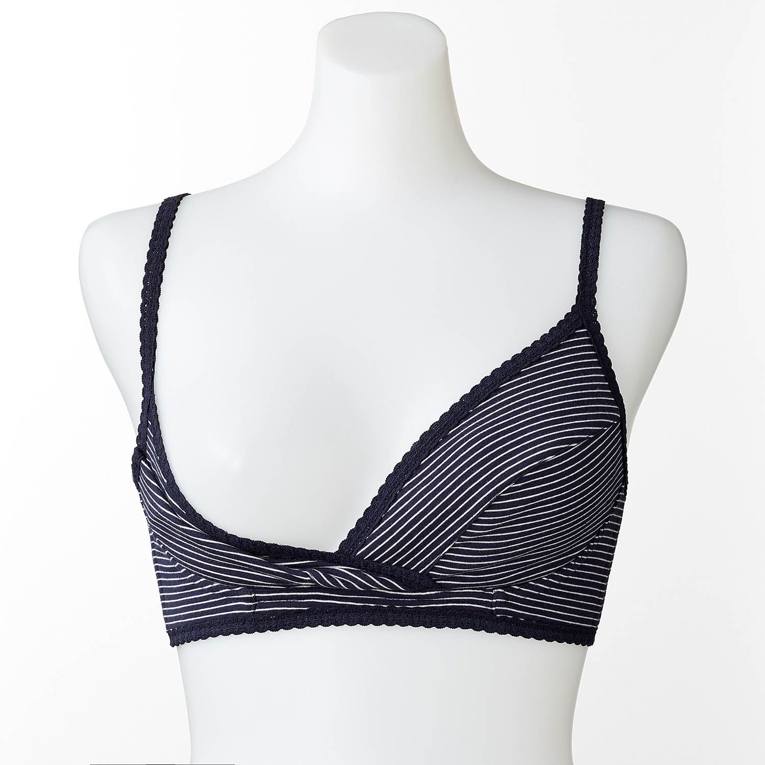 日本千趣會 - 細肩帶 孕哺/哺乳內衣(附可拆罩杯)-淺灰條紋