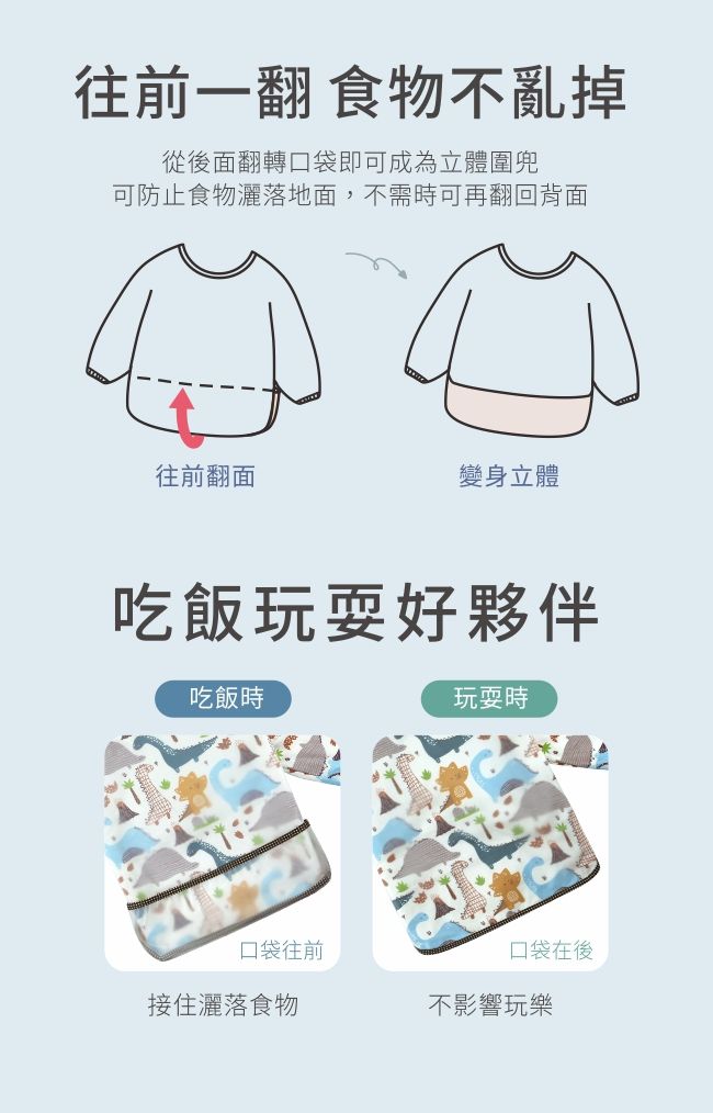 PUKU 藍色企鵝 - 長袖立體防水圍兜衣-夢幻城堡