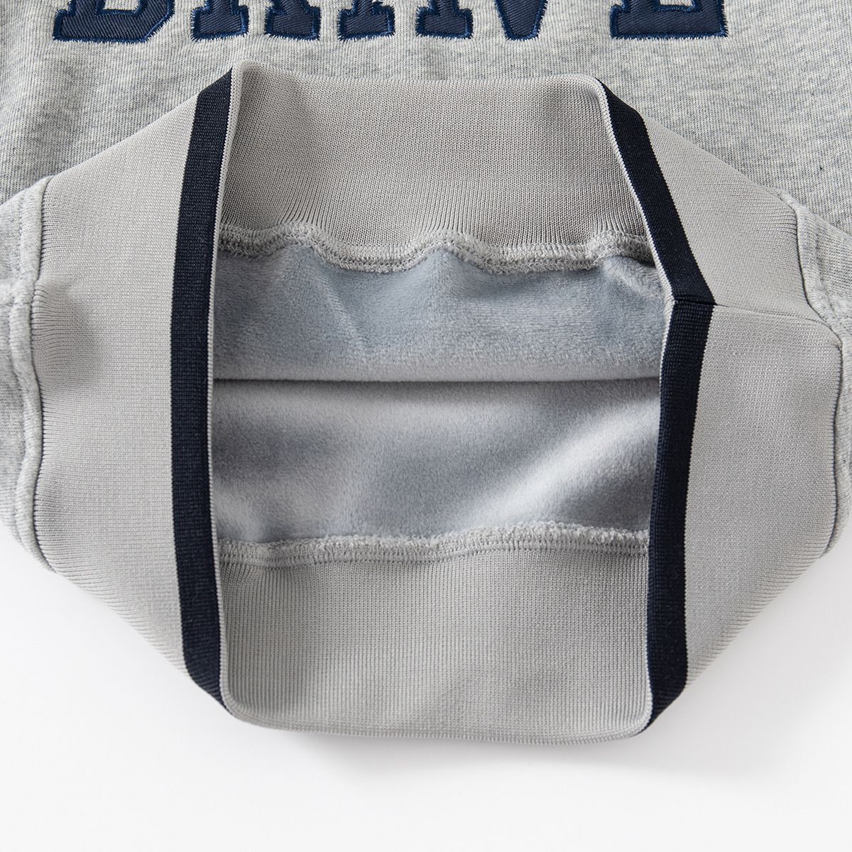 WELLKIDS - 加絨圓領長袖上衣-BRAVE-深藍色