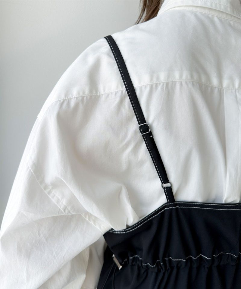 日本 Classical Elf - 工裝風側抽繩吊帶褲-黑