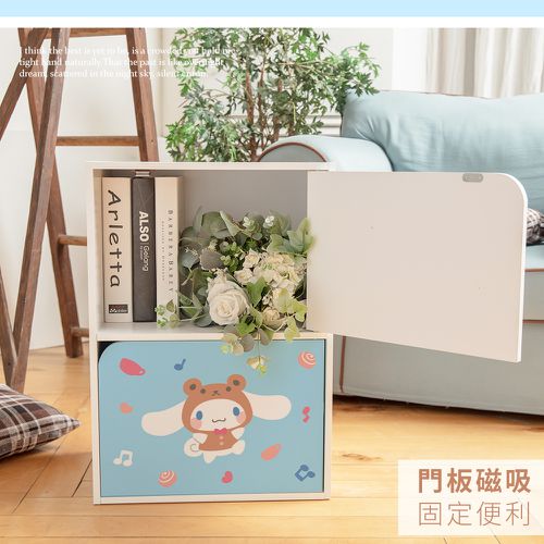 三麗鷗【格子帕恰狗】雙層收納櫃 雙層二門櫃雙層櫃 收納櫃 木櫃 書櫃