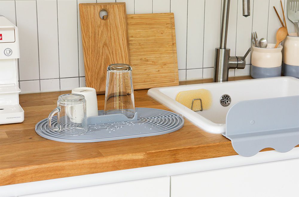 韓國 Daily Like - 矽膠瀝水板-方形綠 (長31.8cm, 寬23.3cm)