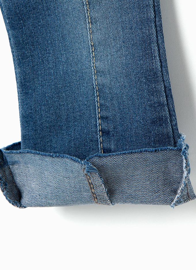 韓國 OZKIZ - 鬆緊腰修飾腿型喇叭長褲-深藍