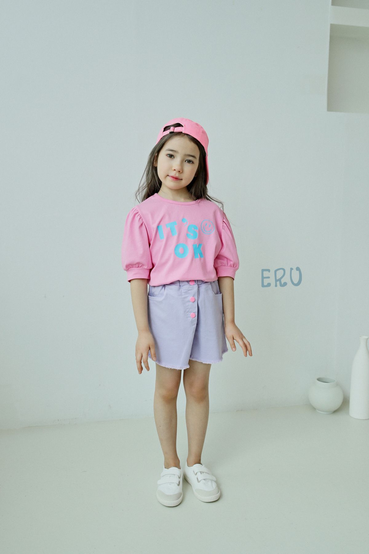 韓國 ERU - OK印花T-粉紅