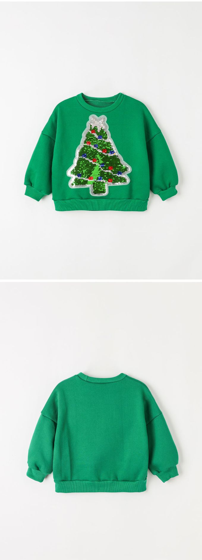 韓國 OZKIZ - (內磨毛)閃亮變色長袖大學T-聖誕樹-綠