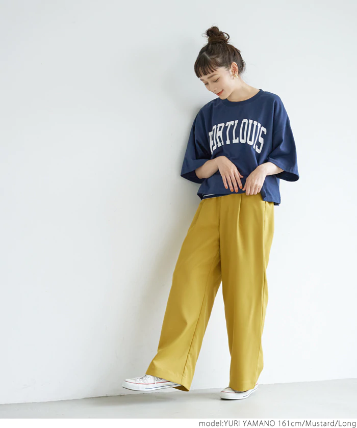 日本 COCA - 修身慵懶落地西裝長褲-芥末黃