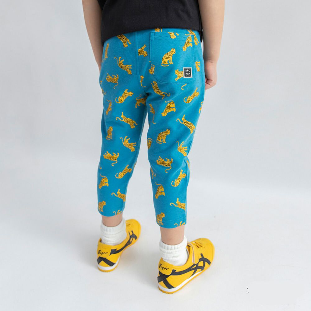 百搭定番彈力七分褲-老虎-藍綠