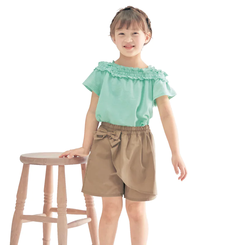 日本千趣會 - GITA 荷葉邊細肩帶平口短T-薰衣草