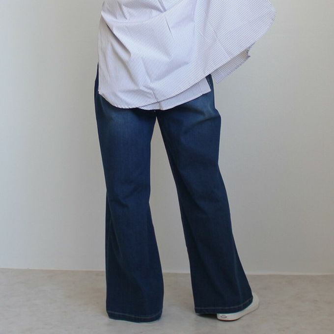 日本女裝代購 - Coolish 接觸涼感舒適快乾丹寧寬褲-靛藍